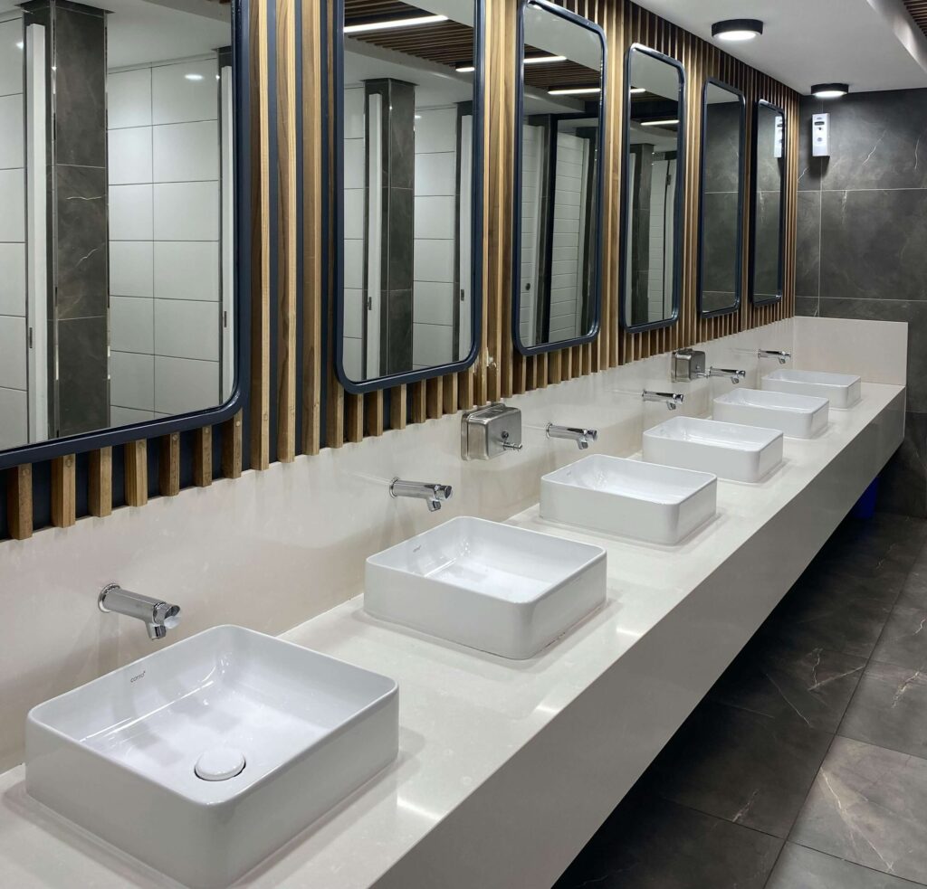 Commercial bathroom plumbing in Chandler, AZ.